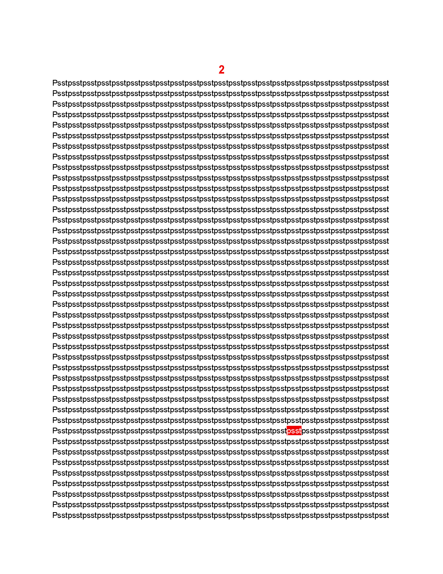 Pain Scale #2. Unredacted text. The exclamation "p s s t" (pronounced pisst) is repeated continously throughout the page.